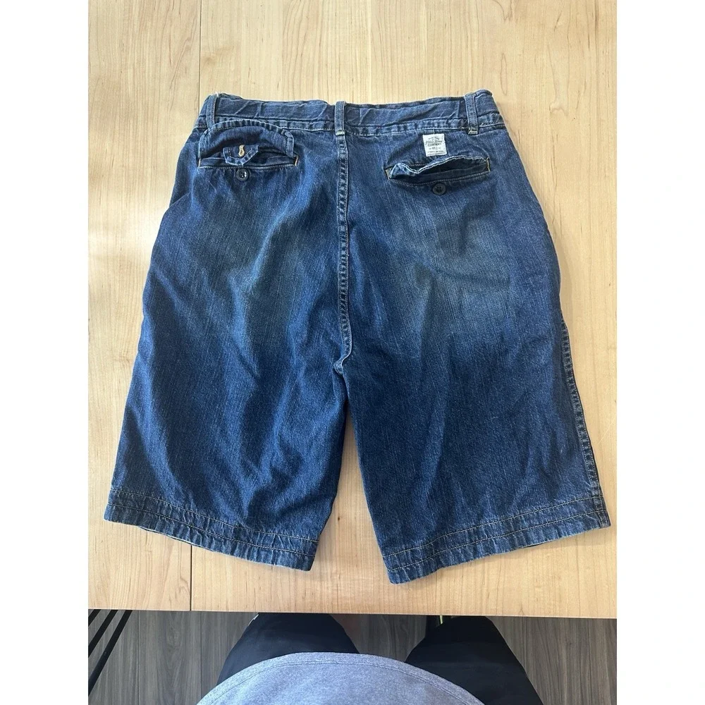 Polo Ralph Lauren Shorts Sz 33 Denim Button Fly Tie Flap Pockets